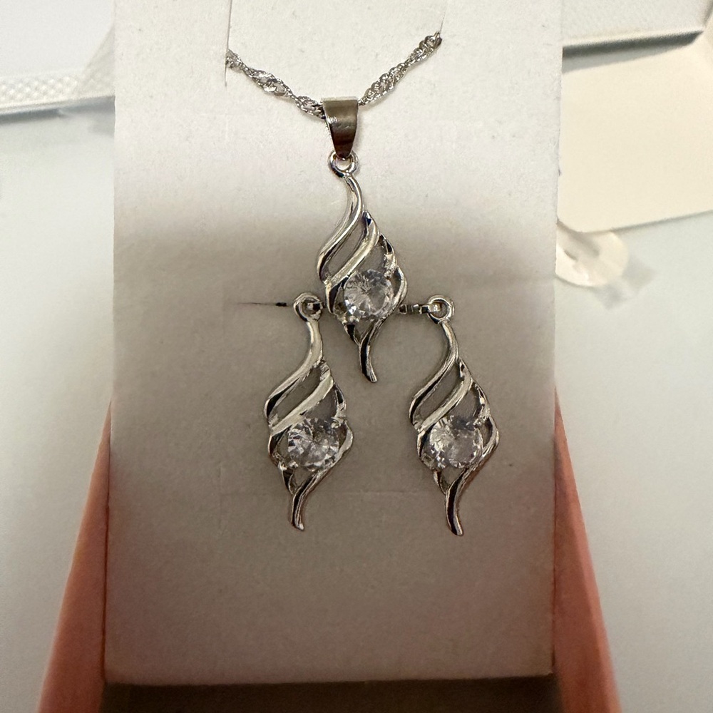 Stunning Silver Necklace and Earring Set